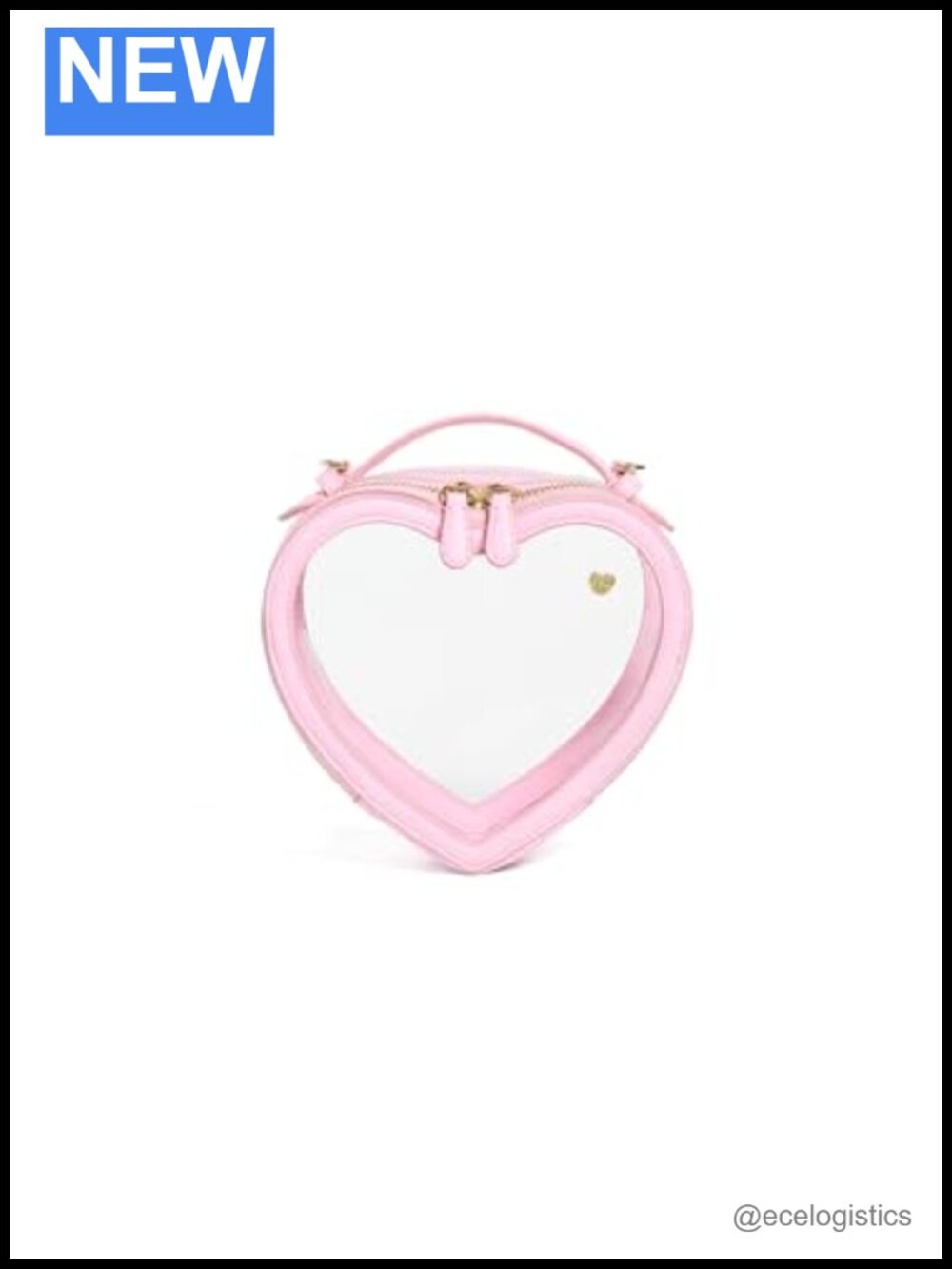Clear Heart Crossbody Bag Faux Leather Trim Adjustable Strap